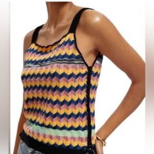 Scotch & Soda Born to Love Knit Multicolor Chevron Tank Top Size S
